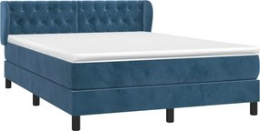 vidaXL Κρεβάτι Boxspring με Στρώμα Σκούρο Μπλε 140x200 εκ. Βελούδινο