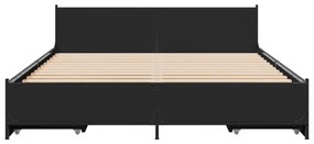 vidaXL Πλαίσιο Κρεβατιού με Συρτάρια Μαύρο 120x200 εκ Επεξεργ. Ξύλο