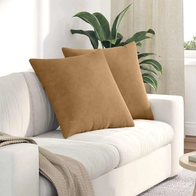vidaXL Μαξιλάρι Καναπέ 2 τμχ. Βελούδο Καφέ 60 x 60 cm