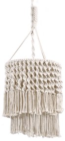 GloboStar ALGERIA 36204 Boho - Μακραμέ - Macrame Κρεμαστό Φωτιστικό Οροφής Μονόφωτο 1 x E27 Πλεκτό Χειροποίητο Μπεζ Υφασμάτινο με Σχοινί Φ30 x Υ40cm - 36204