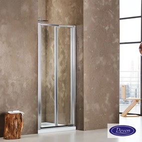 Πτυσσόμενη πόρτα καμπίνας ντουζιέρας Primus-Plus Bi-fold 90 ρυθμιζόμενη από 85,5 έως 89,5 εκ., Devon Clear Chrome BI090T-100