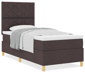 vidaXL Κρεβάτι Με Ελατήριο και Στρώμα Καφέ 100x200 εκ. Ύφασμα