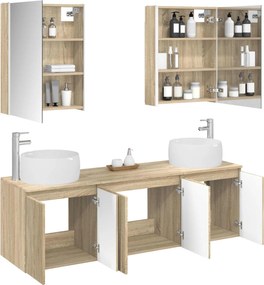 vidaXL Σετ Ντουλαπιών Μπάνιου 5 pcs Sonoma Δρυς Επεξεργασμένο Ξύλο