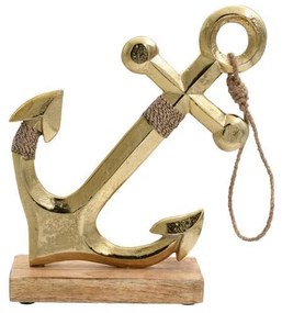 Διακοσμητικό Anchor 753 Fylliana Αλουμινίου με Ξύλινη Βάση Χρυσό χρώμα 19x6x24εκ