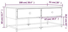 Τραπεζάκι Σαλονιού Sonoma Δρυς 100x51x40 εκ. Επεξεργασμένο Ξύλο - Καφέ