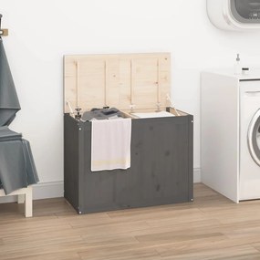 vidaXL Καλάθι Ρούχων Γκρι 88,5x44x66 εκ. από Μασίφ Ξύλο Πεύκου