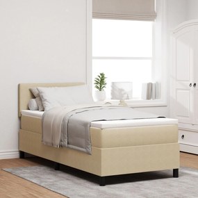 Κρεβάτι Box Spring με Στρώμα Ανοιχτό Πράσινο Γκρι 90x200 εκ. Βελούδινο Ύφασμα