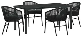 vidaXL Σέτ φαγητού για κήπο 5 pcs Μαύρο Πολυ ράταν