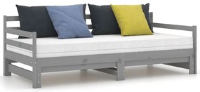 vidaXL Καναπές Κρεβάτι Γκρι 2 x (90 x 200) εκ. από Μασίφ Ξύλο Πεύκου