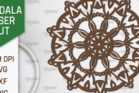 Intra απο ξύλο plywood Χρώμα wenge 3mm-4mm πάχος - Floral σχέδιο τοίχου Mandala με Δίασταση 30x30 cm INTRAFABR-95058793