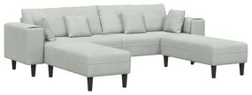 vidaXL Βελούδινος καναπές 3 pcs Ανοιχτό γκρι 208 εκ. Βελούδο