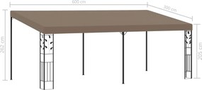 vidaXL Κιόσκι Επιτοίχιο Taupe 6 x 3 x 2,5 μ.