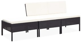 vidaXL Σαλόνι Κήπου 3 Τεμαχίων Μαύρο από Συνθετικό Ρατάν με Μαξιλάρια