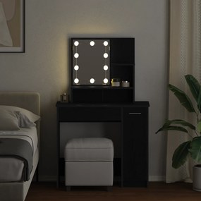 vidaXL LED Καθρέφτης Μακιγιάζ σε Μαύρη Δρυ - 86.5 x 35 x 136 εκ
