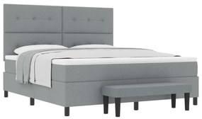 vidaXL Κρεβάτι με βαλίτσα με Στρώμα & Πάγκο Ανοιχτό Γκρι 180x200 εκ Ύφασμα
