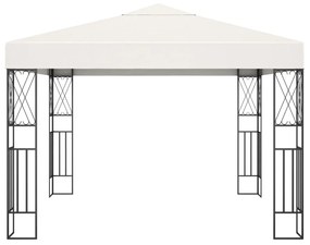vidaXL Κιόσκι με Φωτάκια LED Κρεμ 3 x 3 μ. Υφασμάτινο