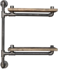 Ράφι Τύπου Σωλήνα Καρυδί / Μαύρο CLARUL 60x13x47