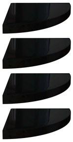 vidaXL 323912  Floating Corner Shelves 4 pcs High Gloss Black 35x35x3,8 cm MDF