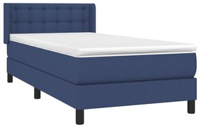 Κρεβάτι Boxspring με Στρώμα Μπλε 90x200 εκ.Υφασμάτινο - Μπλε