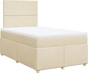 vidaXL Κρεβάτι Boxspring με Στρώμα Κρεμ 120x190 εκ. Υφασμάτινο