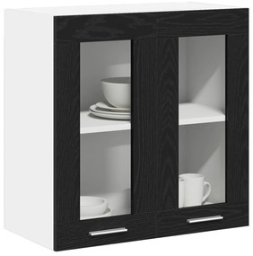 vidaXL Κρεμαστό Γυάλινο Ντουλάπι Μαύρης Δρυς - 60x31x60 εκ, Από Επεξεργασμένο Ξύλο