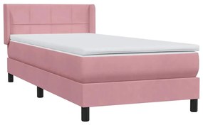 vidaXL Κρεβάτι Boxspring με Στρώμα Ροζ 100x210 εκ. Βελούδινο