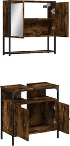 vidaXL Σετ Επίπλων Μπάνιου 2 Τεμαχίων Καπνιστή Δρυς από Τεχν. Ξύλο