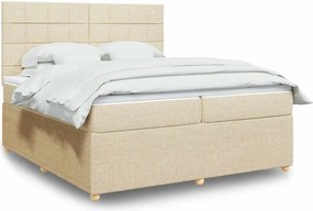 vidaXL Κρεβάτι Boxspring με Στρώμα Κρεμ 200x200 εκ. Υφασμάτινο