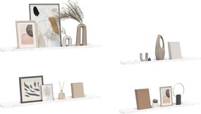 vidaXL Ράφι Τοίχου Επιτοίχιο 4 pcs Λευκό Μάρμαρο 100 x 9 x 3 cm
