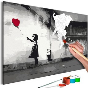 Πίνακας ζωγραφικής με αριθμούς κοριτσάκι με μπαλόνι Banksy - Φευγαλέα αγάπη - 60x40