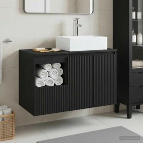 vidaXL Σετ Επίπλων Μπάνιου 2 τμχ. Μαύρο Επεξεργασμένο Ξύλο