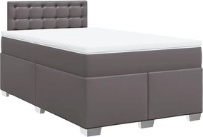 vidaXL Κρεβάτι Boxspring με Στρώμα Γκρι 120x190εκ. από Συνθετικό Δέρμα