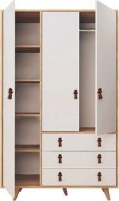 Τριφυλλη Ντουλαπα Δρυς/Λευκο FRANKY 52x120x187