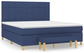 Κρεβάτι Boxspring με Στρώμα Μπλε 160x200 εκ. Υφασμάτινο - Μπλε