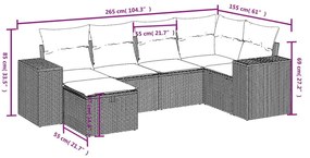 Σετ Καναπέ Κήπου 6 τεμ. Μπεζ Συνθετικό Ρατάν με Μαξιλάρια - Μπεζ