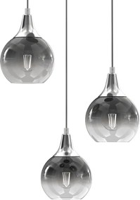 Κρεμαστό Φωτιστικό Monte 3xE27 Ø22cm Ασημί