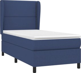 vidaXL Κρεβάτι Boxspring με Στρώμα Μπλε 100 x 200 εκ. Υφασμάτινο