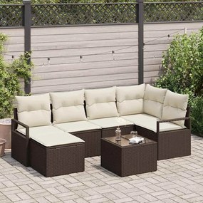 vidaXL Σετ Καναπέ Κήπου 7 pcs Καφέ Πολυ ράταν
