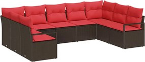 vidaXL Σετ Καναπέ με μαξιλάρι 9 pcs Καφέ συνθετικό ρατάν