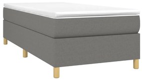 Κρεβάτι Boxspring με Στρώμα Σκούρο Γκρι 90x200 εκ. Υφασμάτινο - Γκρι