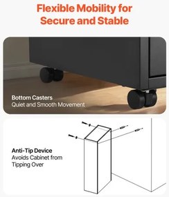 VEVOR 2 Drawers Lateral Metal File Cabinet with Lock and Hanging Rod Black