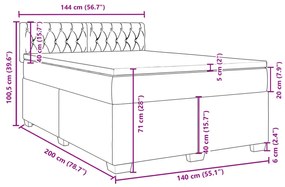 Κρεβάτι Boxspring με Στρώμα Μαύρο 140x200 εκ. Βελούδινο - Μαύρο