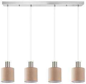 Φωτιστικό Οροφής SE21-NM-4-4NM-SH3 ADEPT TUBE Nickel Matt Pendant Brown Fabric Shade+ - 51W - 100W - 77-8434