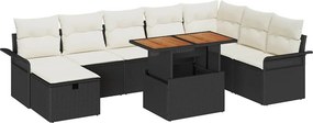 vidaXL Σετ Καναπέ Κήπου 9 pcs Μαύρο συνθετικό ρατάν