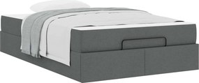 vidaXL Σκελετός κρεβατιού με στρώμα 2 pcs Σκούρο Γκρι ύφασμα