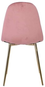 Καρέκλα CELINA Μεταλλική Χρυσό, Velure Antique Pink 45x54x85cm (Σετ 4 ΤΕΜ)