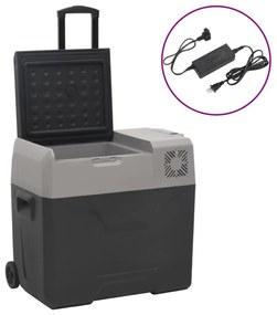 Ψυγείο με Ρόδες και Προσαρμογέα Μαύρο/Γκρι 50 Λ. Πολυπροπυλένιο