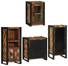 vidaXL Σετ Επίπλων Μπάνιου 4 pcs Πολύχρωμο Στερεό ανακτημένο ξύλο