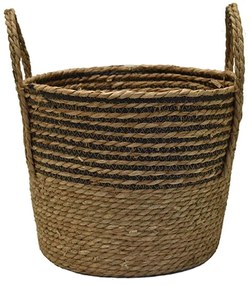 Καλάθι Με Ρίγα 00.06.67544 35x28cm Ψάθινο Natural-Black Mat