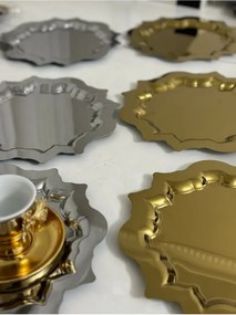 Σετ 6 τεμαχίων δίσκων σερβιρίσματος και παρουσίασης με σχέδιο ήλιου σε χρυσό και ασημί Πολύχρωμο 24x24 cm